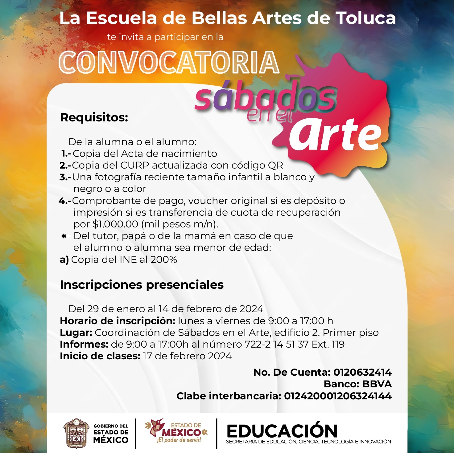 Escuela de Bellas Artes de Toluca lanzó su convocatoria para los #SábadosDeArte